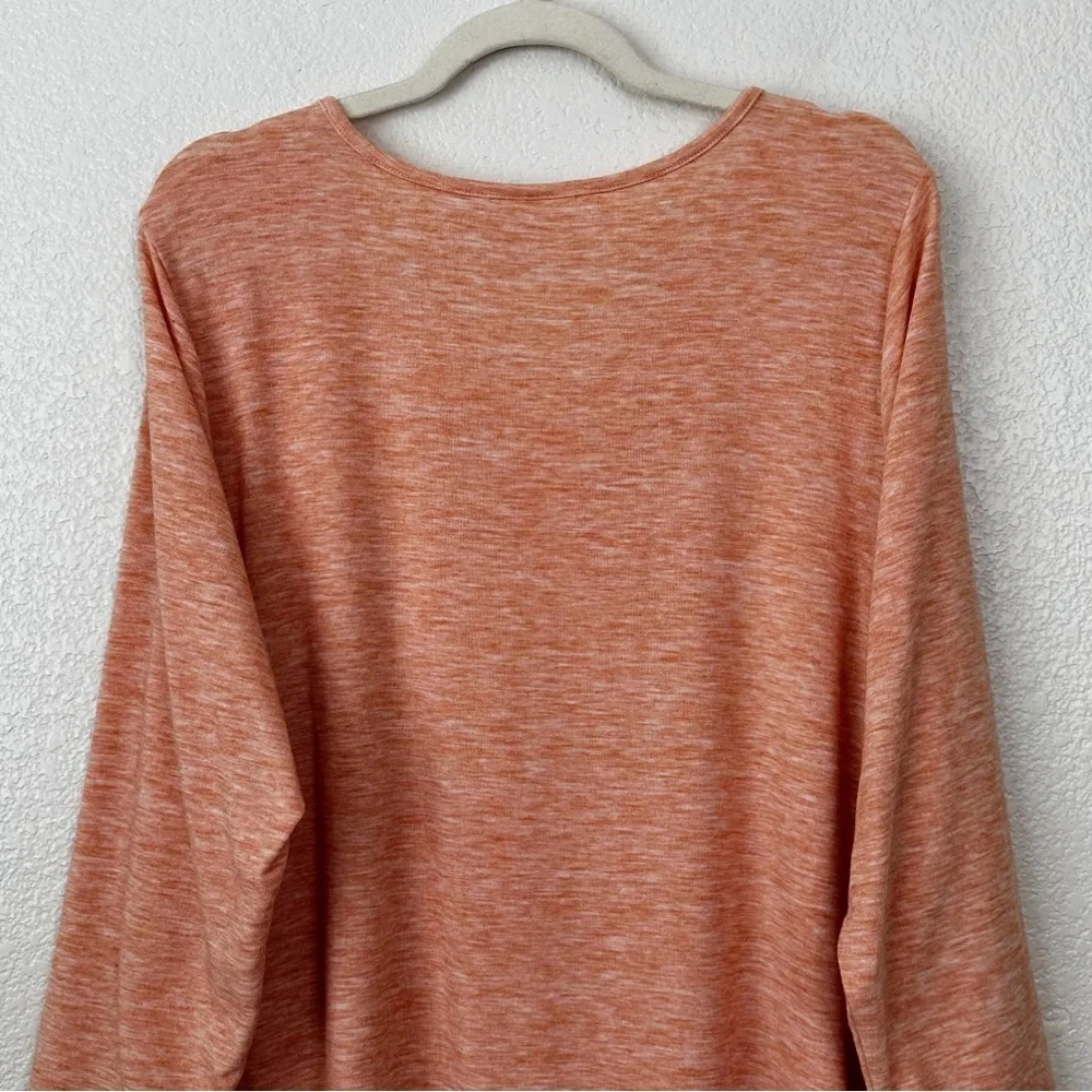 LOGO by Lori Goldstein Heather Orange 3/4 Sleeves Henley Top, Size XL